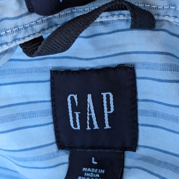 𝅺GAP Relaxed Fit Men's Button Up Striped Cotton Long Sleeve Shirt Large - Picture 3 of 6